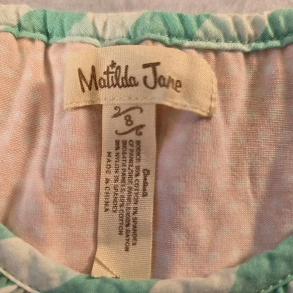 Matilda Jane Girls Mixed Print Butterfly Floral Dress Peach Mint Size 8 20010D
